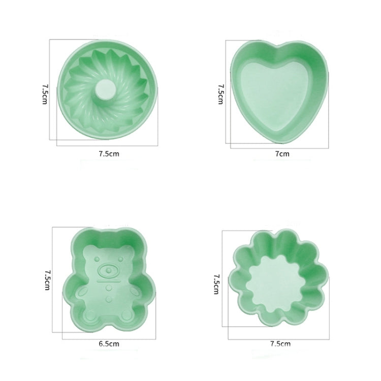 Creative DIY Silicone Cake Cup Muffin Cup Baking Mold,Style: Flower-shaped  (Macron Green)