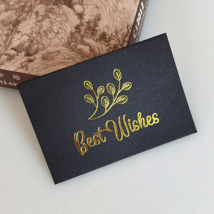 100 PCS Wedding Blessing Card Thank You Message Gift Decoration Card Bronzing Flower Greeting Card Blessing （Black）