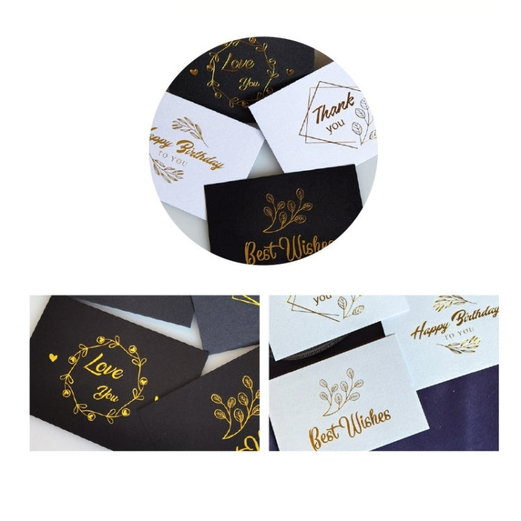 100 PCS Wedding Blessing Card Thank You Message Gift Decoration Card Bronzing Flower Greeting Card Blessing （Black）