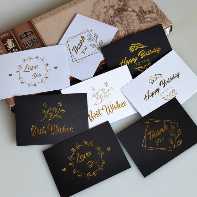 100 PCS Wedding Blessing Card Thank You Message Gift Decoration Card Bronzing Flower Greeting Card Blessing （Black）