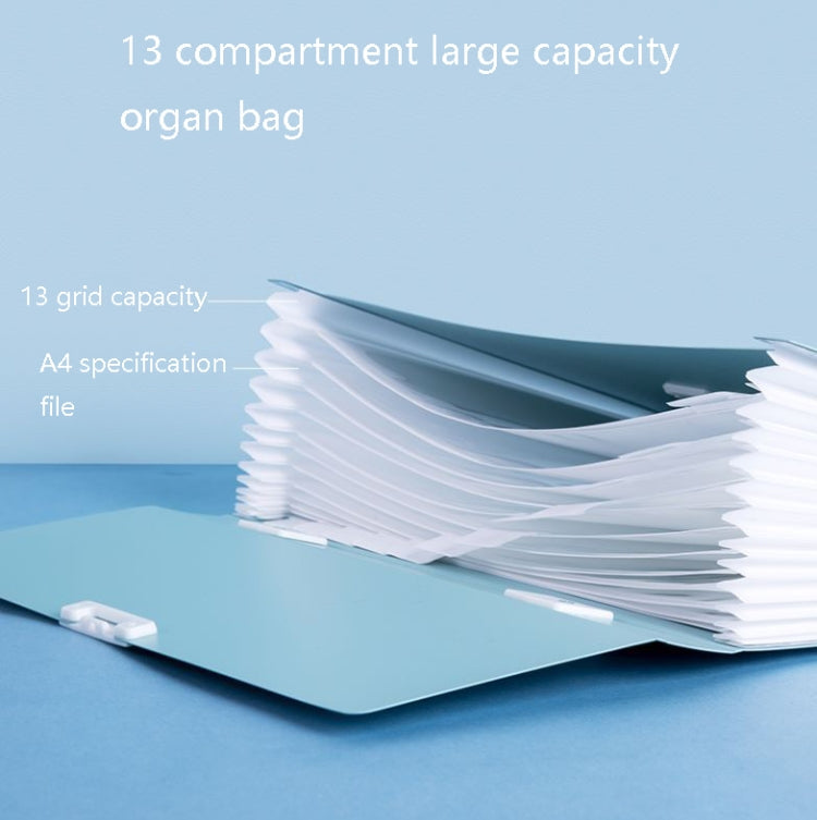 Deli 72410 A4 Layered File Information Bag Office Student File Storage Bag(Light Gray)