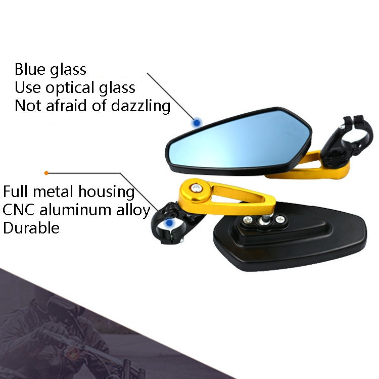Electric Bike Motorcycle Modified Reversing Retro Rearview Handle Mirror All Aluminum Reflective Rearview Mirror(Silver)