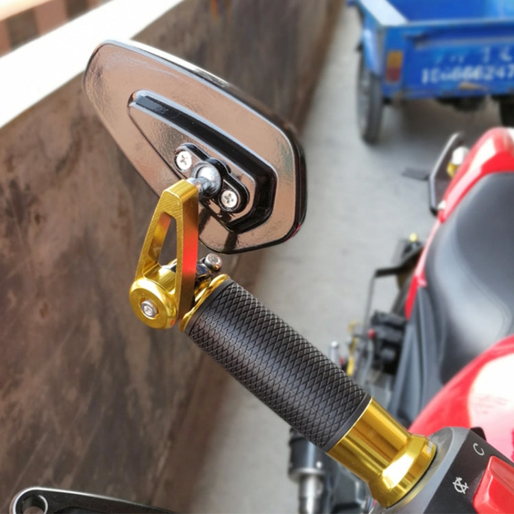 Electric Bike Motorcycle Modified Reversing Retro Rearview Handle Mirror All Aluminum Reflective Rearview Mirror(Golden)