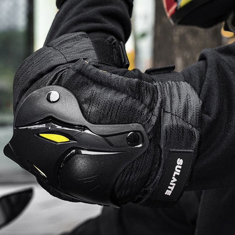 SULAITE Motorcycle Protector Rider Wind Warmth Protective Gear Riding Equipment, Colour: Black Elbow Pads