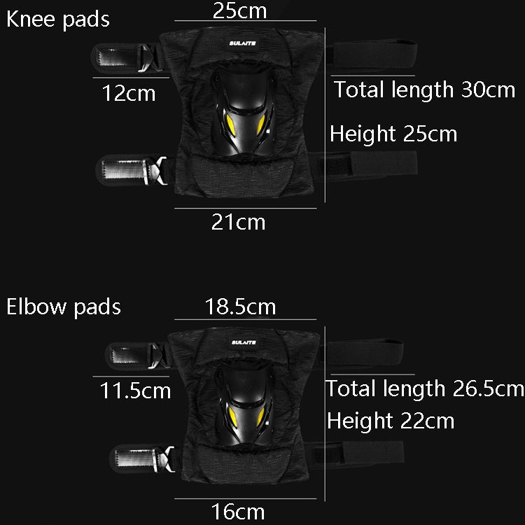 SULAITE Motorcycle Protector Rider Wind Warmth Protective Gear Riding Equipment, Colour: Black Knee Pad+Elbow Pad