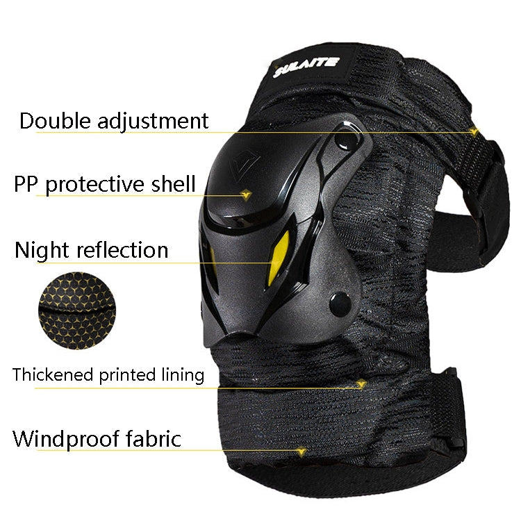 SULAITE Motorcycle Protector Rider Wind Warmth Protective Gear Riding Equipment, Colour: Black Knee Pad+Elbow Pad