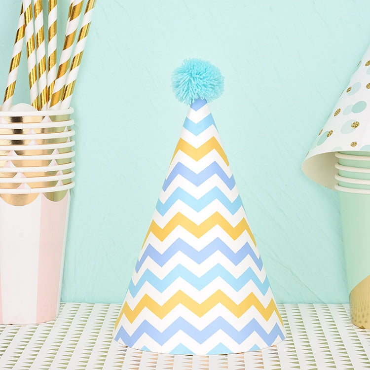 20 PCS Cute Children Bronzing Birthday Hats Cake Baking Decoration Party Hats Blue Ripple