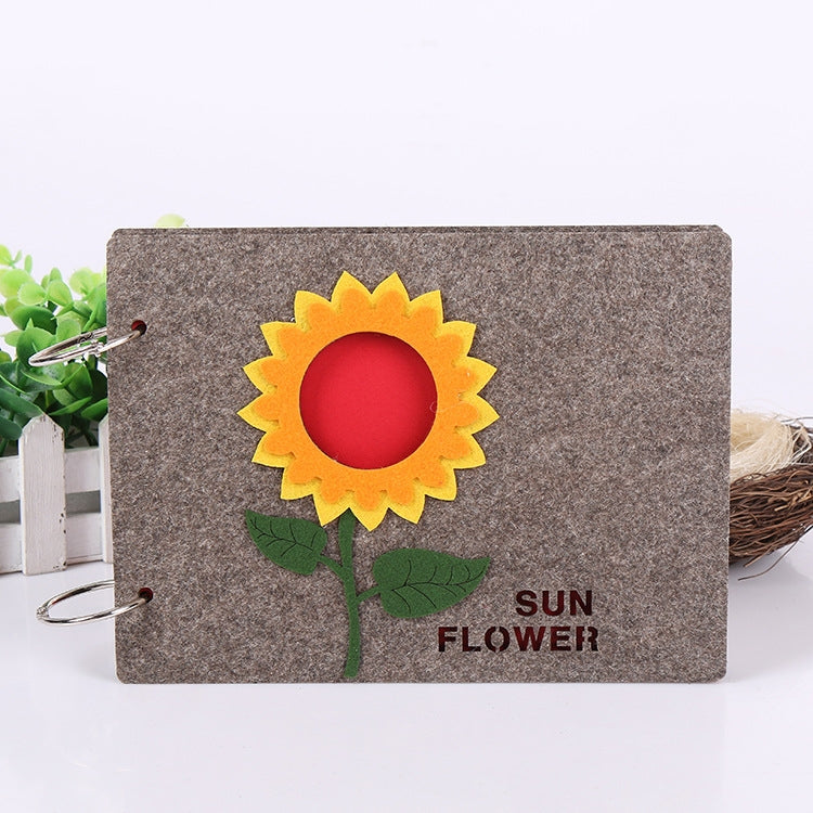 8 Inch 30 Sheets Retro Cartoon Photo Album Felt Album Creative Hollow Souvenir Album，(Dark Gray Sunflower)