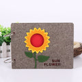 8 Inch 30 Sheets Retro Cartoon Photo Album Felt Album Creative Hollow Souvenir Album，(Dark Gray Sunflower)