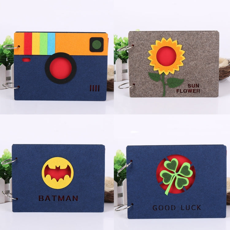 8 Inch 30 Sheets Retro Cartoon Photo Album Felt Album Creative Hollow Souvenir Album，(Dark Gray Sunflower)