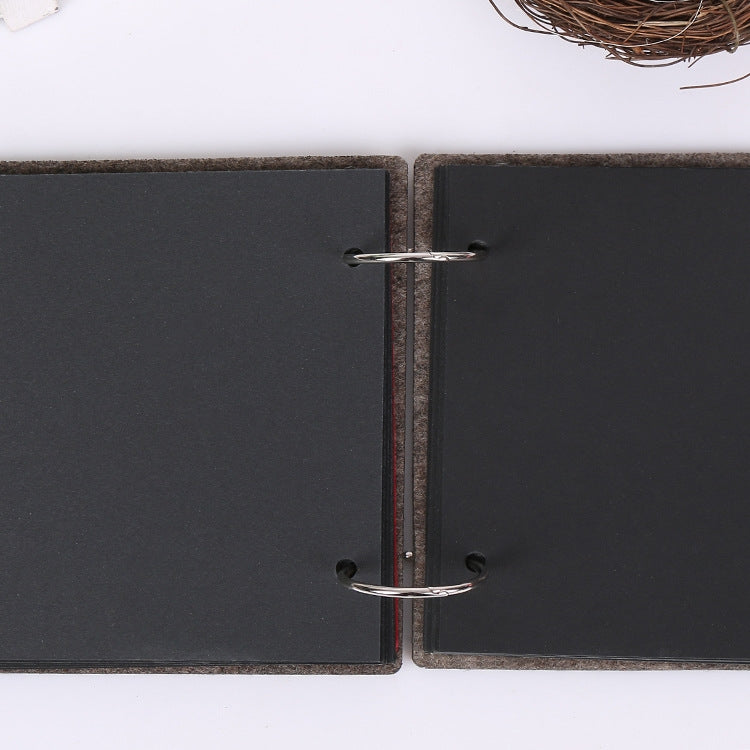 8 Inch 30 Sheets Retro Cartoon Photo Album Felt Album Creative Hollow Souvenir Album，(Dark Gray Sunflower)