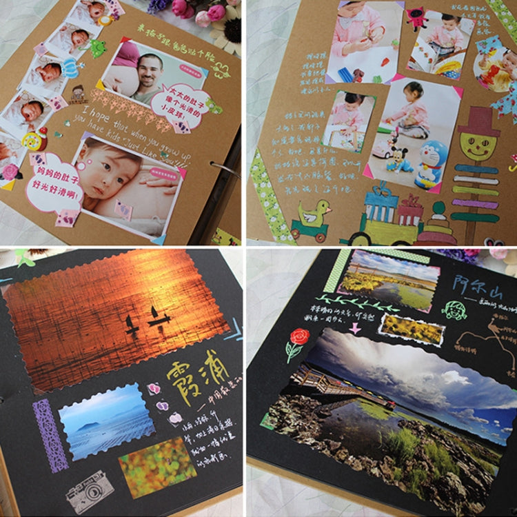 8 Inch 30 Sheets Retro Cartoon Photo Album Felt Album Creative Hollow Souvenir Album，(Dark Gray Sunflower)