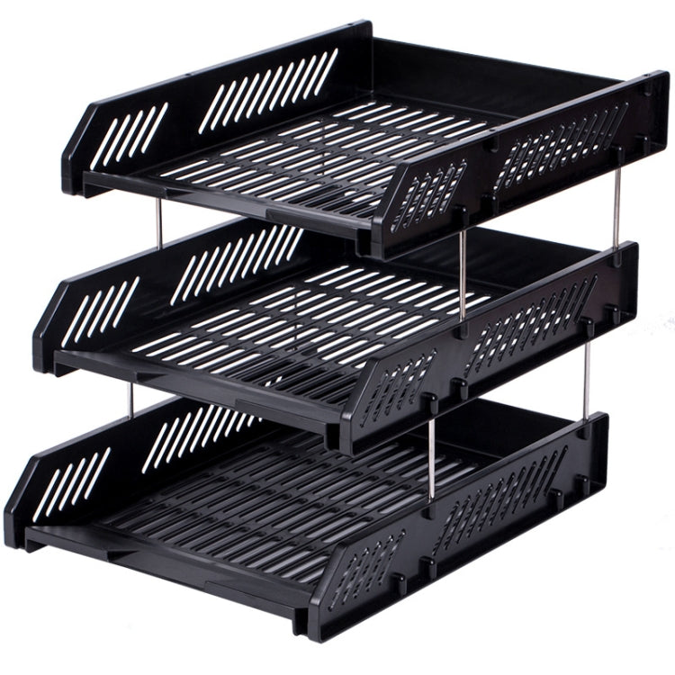 Deli 9209 Office Storage Supplies Three-Tier File Box(Black)