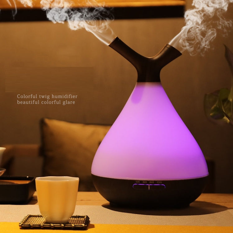 YCTA-008 Household Mute Small Wood Grain Colorful Light Aroma Diffuser Night Tree Air Humidifier, Product specifications: AU Plug(Deep Wood Grain)
