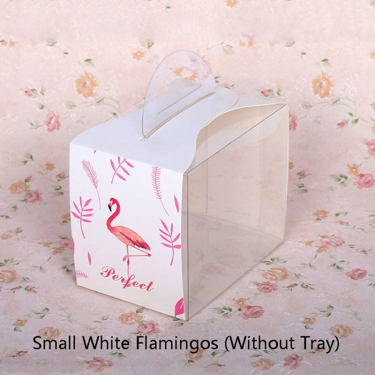 50 Pieces Set Portable Transparent Pieces Cake Box Mousse Pastry Packaging Box, Colour: Small White Flamingos (Without Tray)