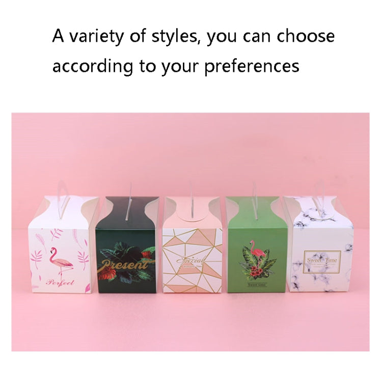 50 Pieces Set Portable Transparent Pieces Cake Box Mousse Pastry Packaging Box, Colour: Small White Flamingos (Without Tray)