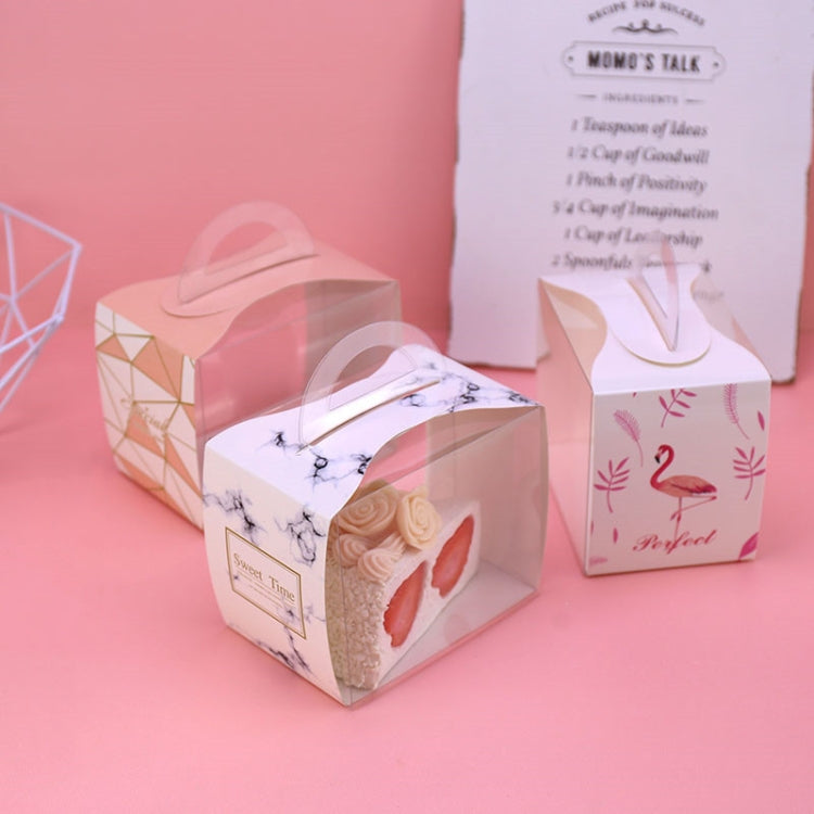 50 Pieces Set Portable Transparent Pieces Cake Box Mousse Pastry Packaging Box, Colour: Small White Flamingos (Without Tray)