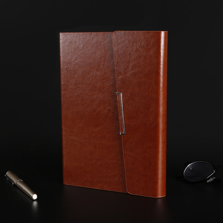 Business Notebook Imitation Leather PU Tri-Fold Loose-Leaf Notepad, Specification: A5(Black)
