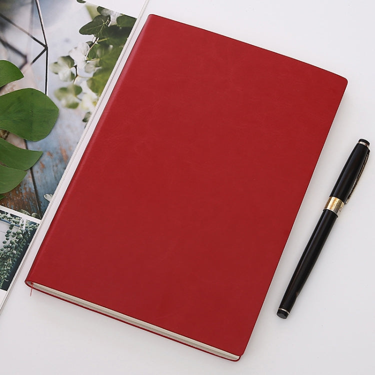Imitation Leather Business Notebook Retro Notebook, Cover color: Red, Specification: A5