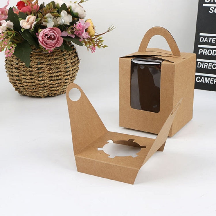 30 PCS Transparent Window 1 Piece Cardboard Portable Cup Cake Box Mousse Pastry Box White
