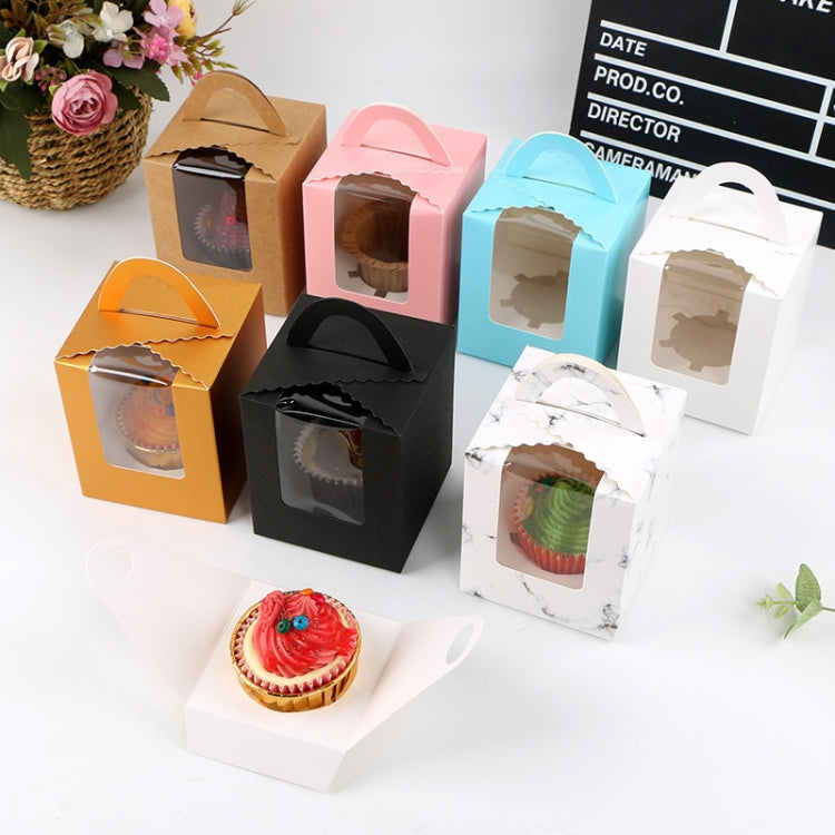 30 PCS Transparent Window 1 Piece Cardboard Portable Cup Cake Box Mousse Pastry Box White