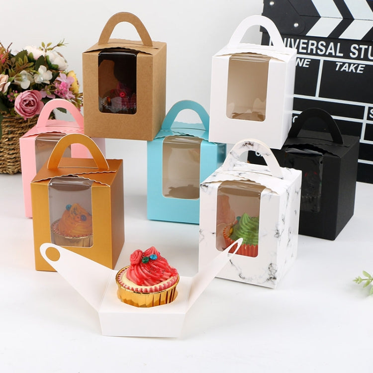 30 PCS Transparent Window 1 Piece Cardboard Portable Cup Cake Box Mousse Pastry Box White