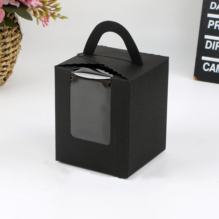 30 PCS Transparent Window 1 Piece Cardboard Portable Cup Cake Box Mousse Pastry Box Black