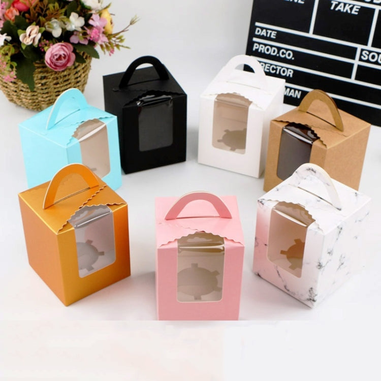 30 PCS Transparent Window 1 Piece Cardboard Portable Cup Cake Box Mousse Pastry Box Red