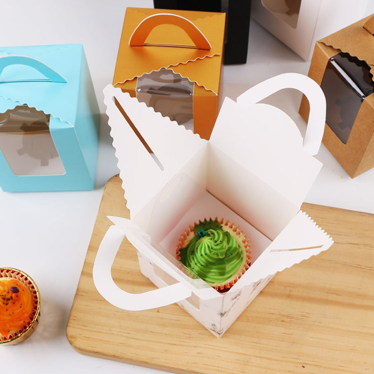 30 PCS Transparent Window 1 Piece Cardboard Portable Cup Cake Box Mousse Pastry Box Red