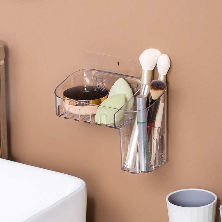 Magic Sticker Plastic Toiletry Makeup Storage Box Transparent Home Creative Organizing Box,Specification: Shallow Style