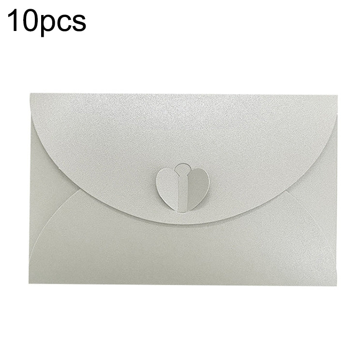 10pcs Love Buckle Pearl Paper Hot Stamping Envelope Invitation Letter(Silver)