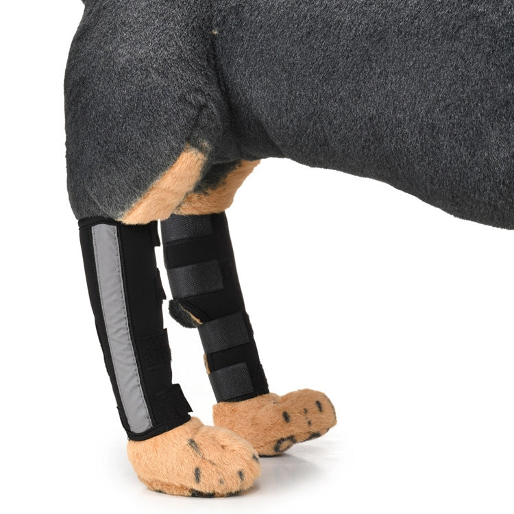 Pet Knee Pads Dog Leg Guards Pet Protective Gear Surgery Injury Sheath, Size: M( HJ28 Reflective With Support Bar Black)