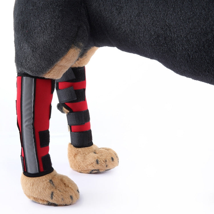 Pet Knee Pads Dog Leg Guards Pet Protective Gear Surgery Injury Sheath, Size: M(HJ29 Reflective With Support Bar Red)