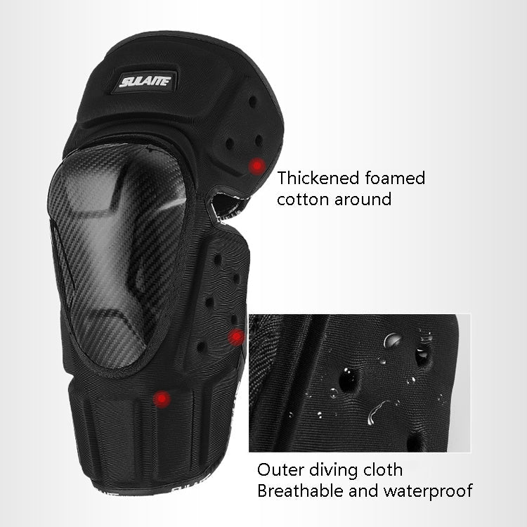 SULAITE Off-Road Motorcycle Windproof Warmth Drop-Proof Breathable Carbon Fiber Protective Gear, Specification: Knee Pads