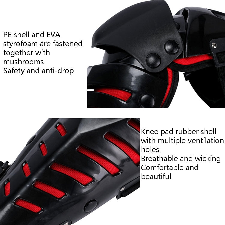 SULAITE Motorcycle Outdoor Riding Anti-Fall Protective Gear Knee Pads(Black Red)