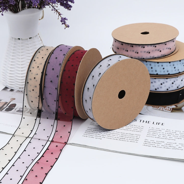 Transparent Snow Dots Yarn Ribbon Gift Box Packaging Material, Specification: 2.5cm(Starry Gray)