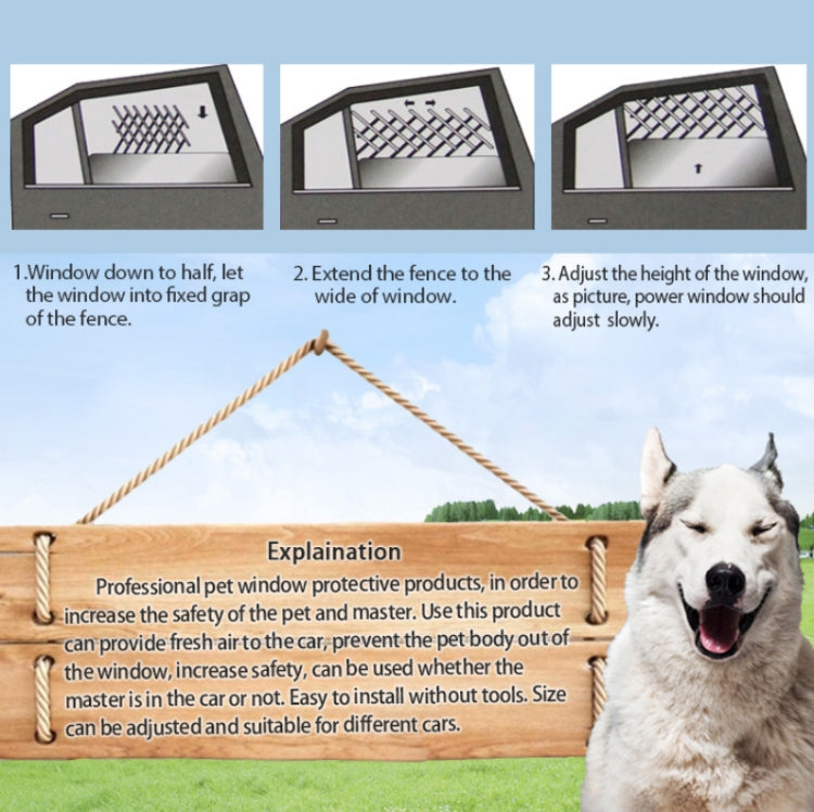 Pet Car Window Protective Fence Car Retractable Protective Fence, Specification: 24x17.7x1.2cm(Black)