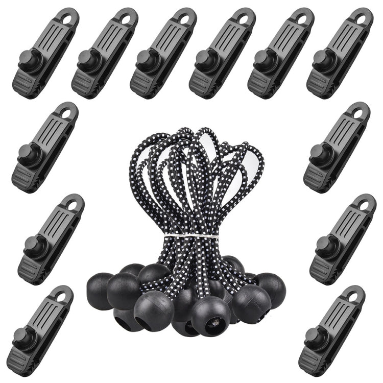 10pcs /Set Outdoor Camping Canopy Windproof Clip Tent Additional Pull Point Plastic Clip Rainproof Tarp Fixing Clip, Color: B Clip + Bouncy Ball