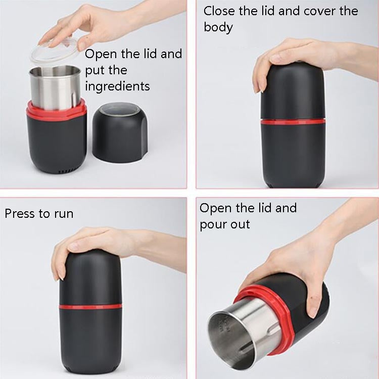 Electric Small Grinder Household Seasoning Miscellaneous Grains Chinese Medicine Coffee Grinder 220V UK Plug (Black)