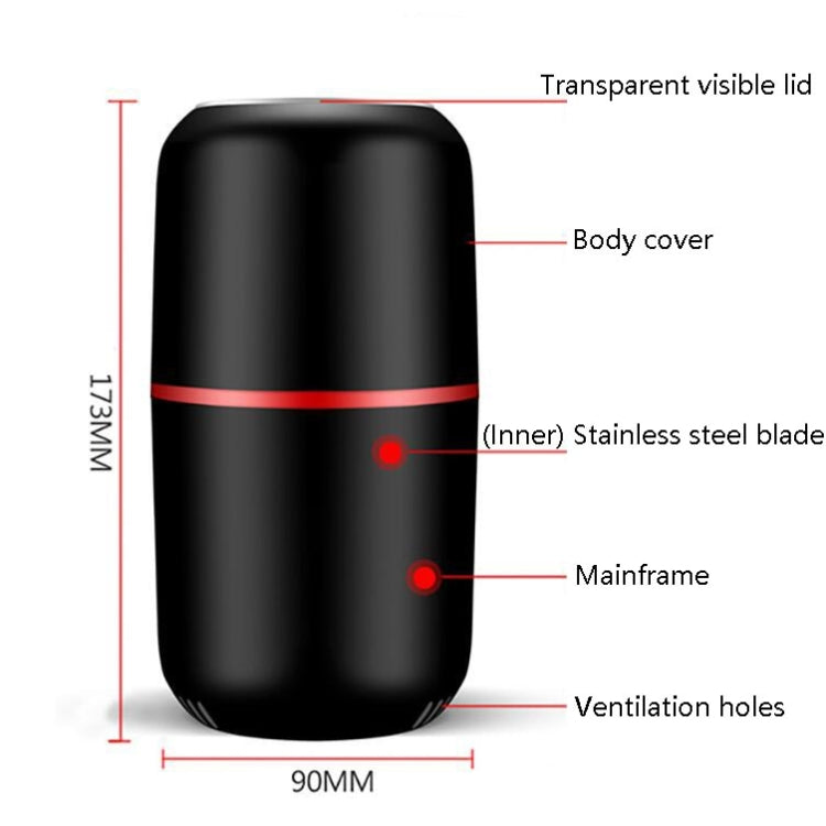 Electric Small Grinder Household Seasoning Miscellaneous Grains Chinese Medicine Coffee Grinder 220V UK Plug (Black)
