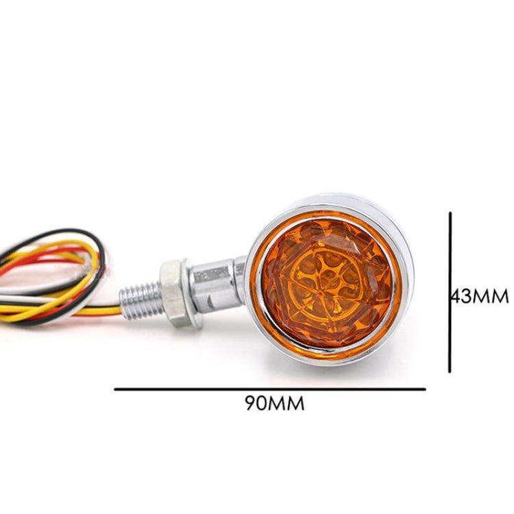 1pair Motorcycle Universal Retro LED Turn Signal Light(Black Shell Yellow Cover)