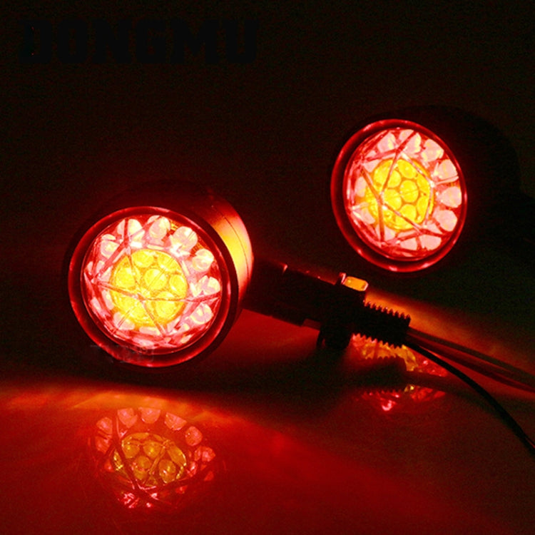 1pair Motorcycle Universal Retro LED Turn Signal Light(Black Shell Yellow Cover)