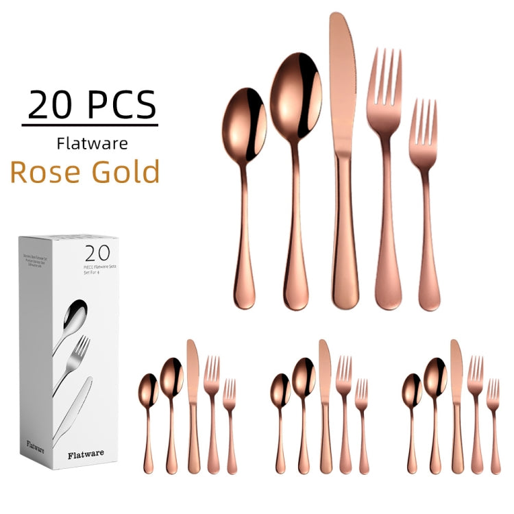 20 in 1 Stainless Steel Cutlery Steak Cutlery Set, Specification: Rose Gold