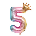 32-Inch Gradient Color Crown Digital Balloon Children Birthday Decoration Film Balloon(Number 5)