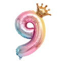 32-Inch Gradient Color Crown Digital Balloon Children Birthday Decoration Film Balloon(Number 9)