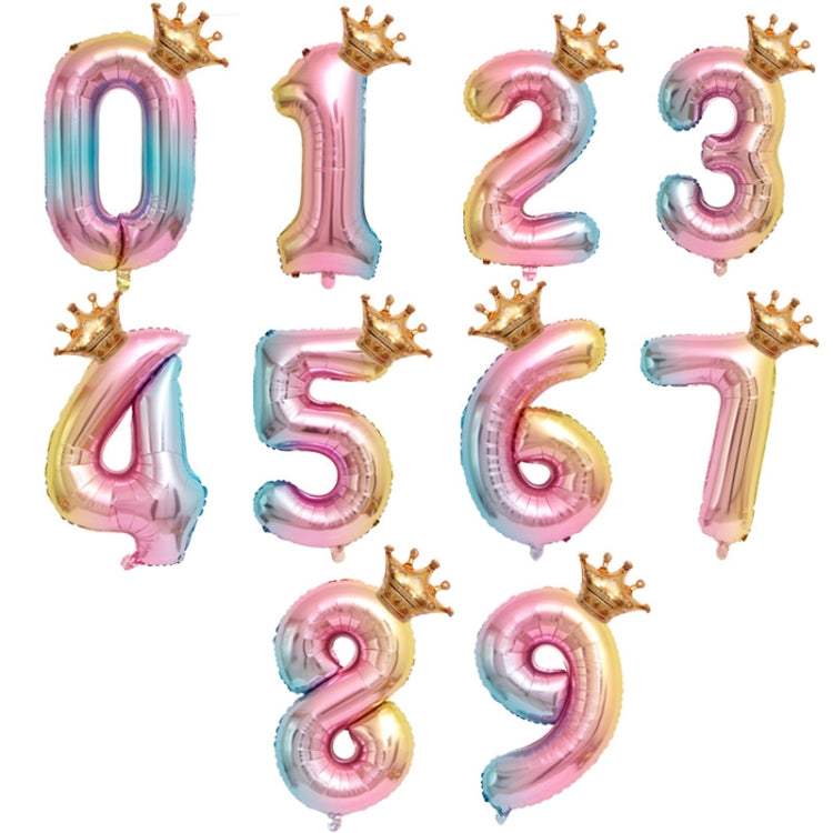 32-Inch Gradient Color Crown Digital Balloon Children Birthday Decoration Film Balloon(Number 5)