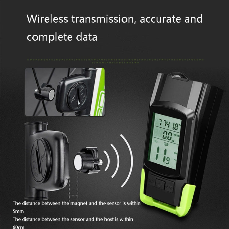 3 In 1 Wireless Bicycle Code Meter Lamp Strong Light Front Light, Colour: Green Upgrade Floating + Tail Light