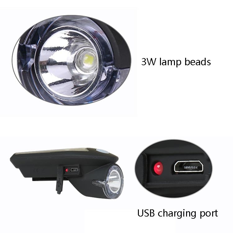 Night Riding Bicycle Light Headlight USB Charging Riding Glare Flashlight(Black)