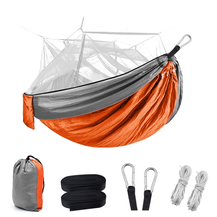 Encryption Mosquito Net Hammock Outdoor Camping Anti-Mosquito Net Gauze Hammock, Size: 260x140cm(Orange Red Grey)