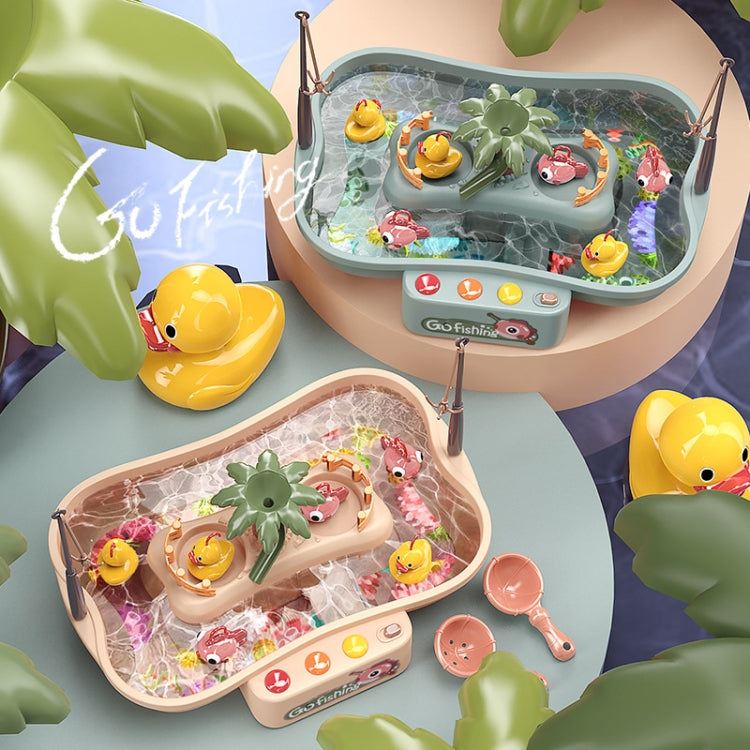 Play House Children Educational Electric Cycle Rotating Fishing Station Summer Water Game Toy Set, Colour: Green 6 Ducks
